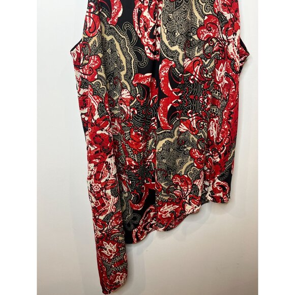 Ashley Stewart Top Womens Plus Size 26 4X Shirt Sleeveless Tunic Blouse Red Work - Picture 13 of 16